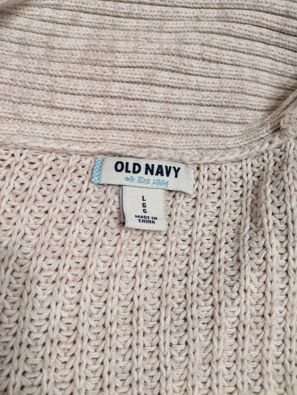 Old Navy Cardicoat Sweater Wheat Open Front Cotton Blend Size Large